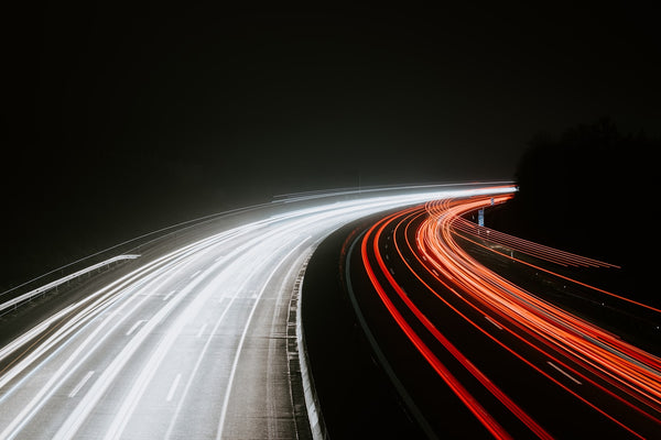 Motion light trails conveying speed and performance